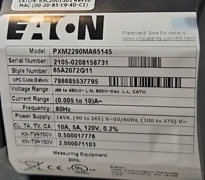 Eaton PXM2290MA65145 Power Metter PXM 2000 (BIN412)
