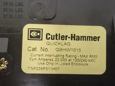 Used CUTLER-HAMMER QBHW1015 Switchgears British Columbia CA | Lenmark #367183