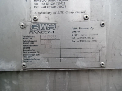 1,000L Nimix S/S Enclosed Mixing Tank
