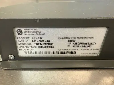 ShoreTel ShoreGear T1k SG-T1k 600-1069-20 (12.5.8)
