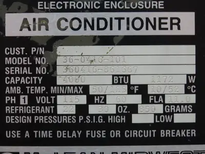 Mclean Midwest 36-0416-101 Electrical Enclosure Air Conditioner 4000 BTU 115V