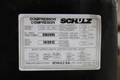 Used 2012 SCHULZ CSW 40 MAX Lubricated Reciprocating Air Compressors Georgia US | The Equipment Hub #300750