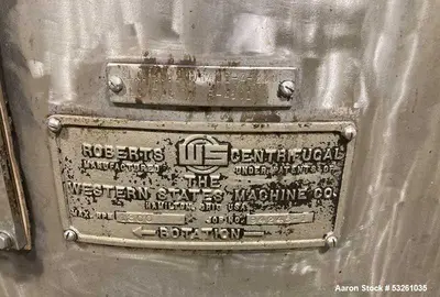 Used WESTERN STATES G-16 Basket Bottom Dump Centrifuges Illinois US | Aaron Equipment #1240971
