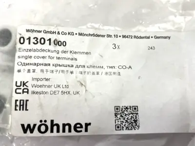 NEW WÖHNER SINGLE COVER FOR TERMINAL PLATE 3X LOT OF 2