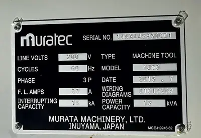 Used MURATEC MJ60 CNC TURNING CENTER CNC Lathes | Harbor Machinery Inc. #1283405