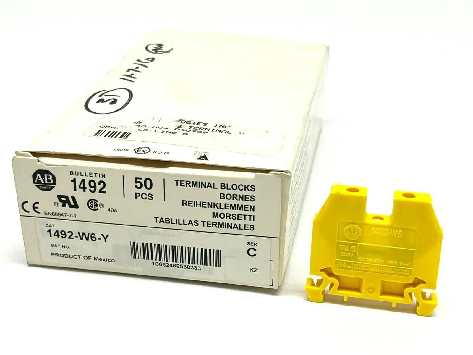 1492-W6-Y | Allen Bradley  Terminal Block Yellow BOX OF 30 - New – Open box