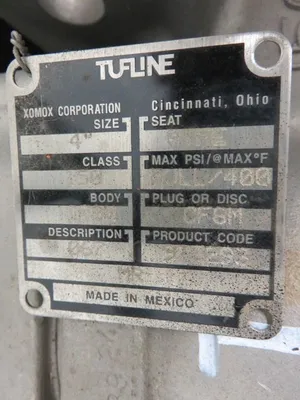 Tufline Xomox  4"-150 Diaphragm Plug Valve