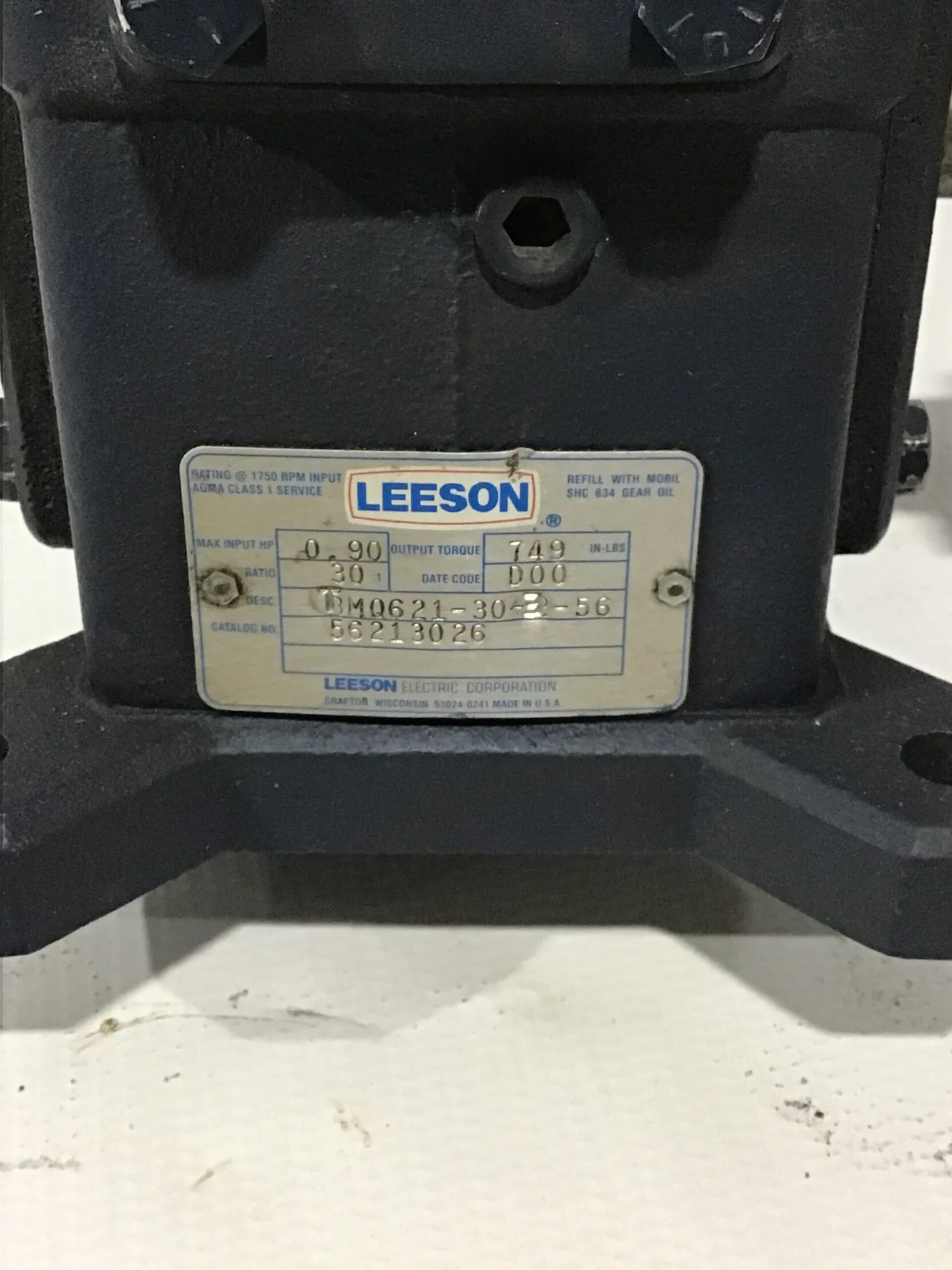 Leeson C6T17FC2E Gear Motor 30:1 Ratio