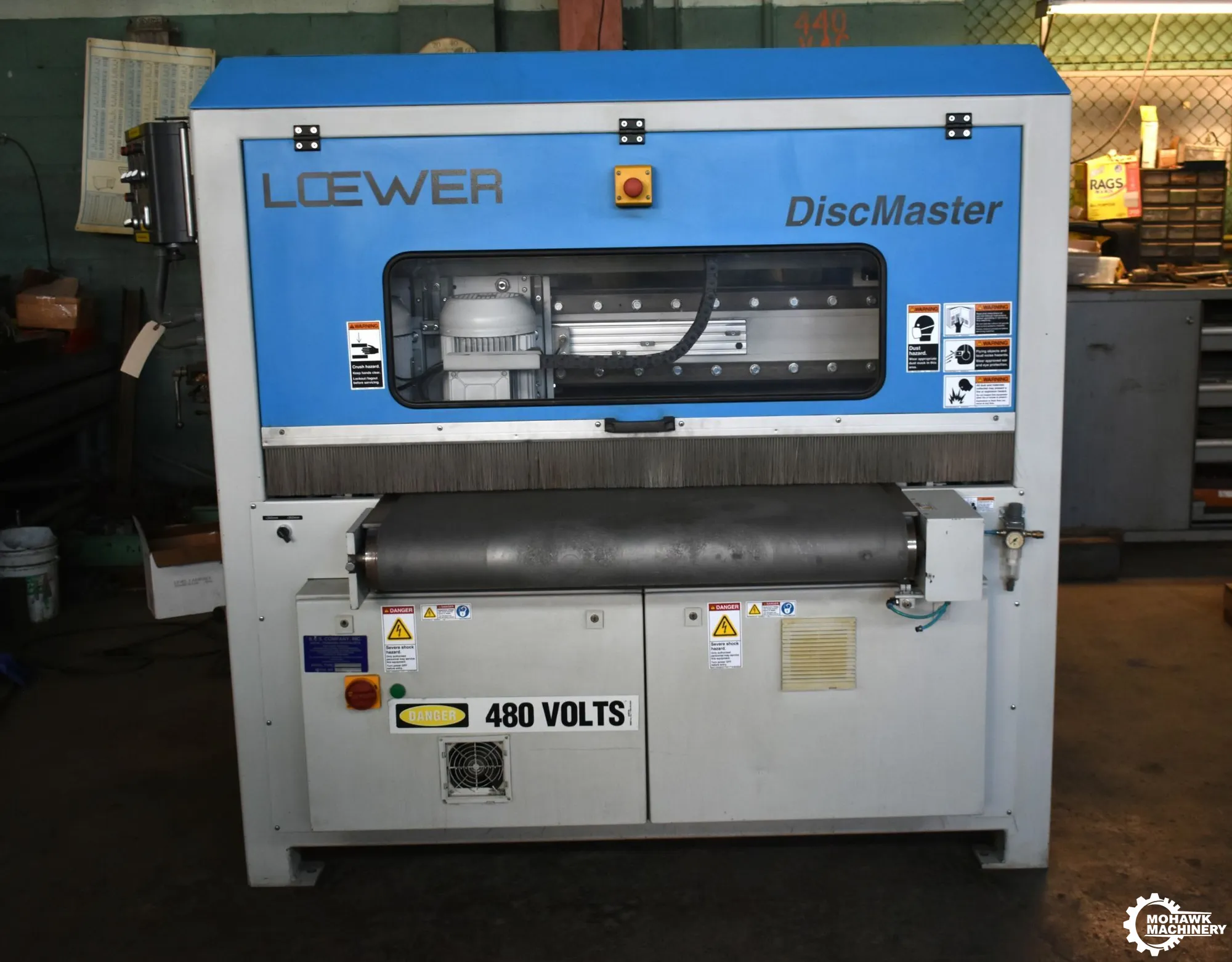 40” (1000 MM) LOEWER DISCMASTER “4TD-1000” THROUGH FEED ABRASIVE DEBURRING & EDGE ROUNDING DISC GRINDER SANDER