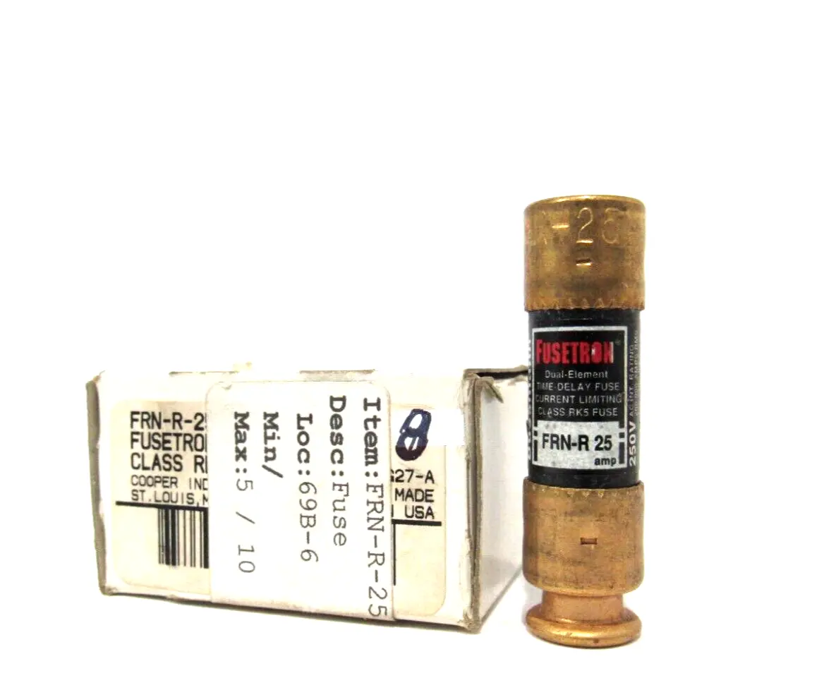 BOX OF 8 NEW BUSSMANN FUSETRON FRN-R-25 FUSES FRNR25
