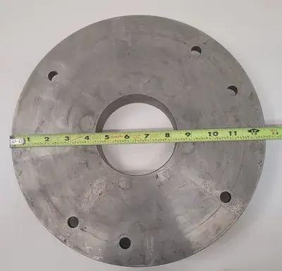 LATHE CHUCK BACK PLATE – 12-1/2IN OD, 4IN CENTER HOLE, 2IN THICKNESS