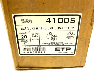 New | in-Stock ETP Set-Screw Type EMT Connector 1" Zinc Plated Electrical Fittings Michigan US | Maverick Industrial Sales #1468097