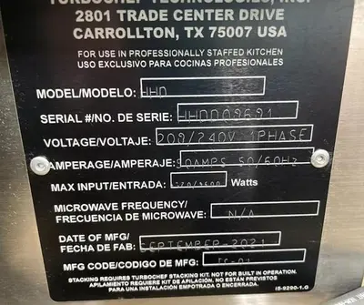 USED TURBOCHEF HHD