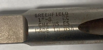 New HSS High Speed Steel Tap GH4 HS Greenfield 1"-8 NC USA