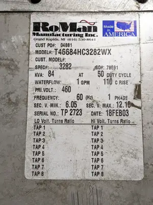 Used Roman T46684HC3282WX Welding Transformers Michigan US | Maverick Industrial Sales #1467867