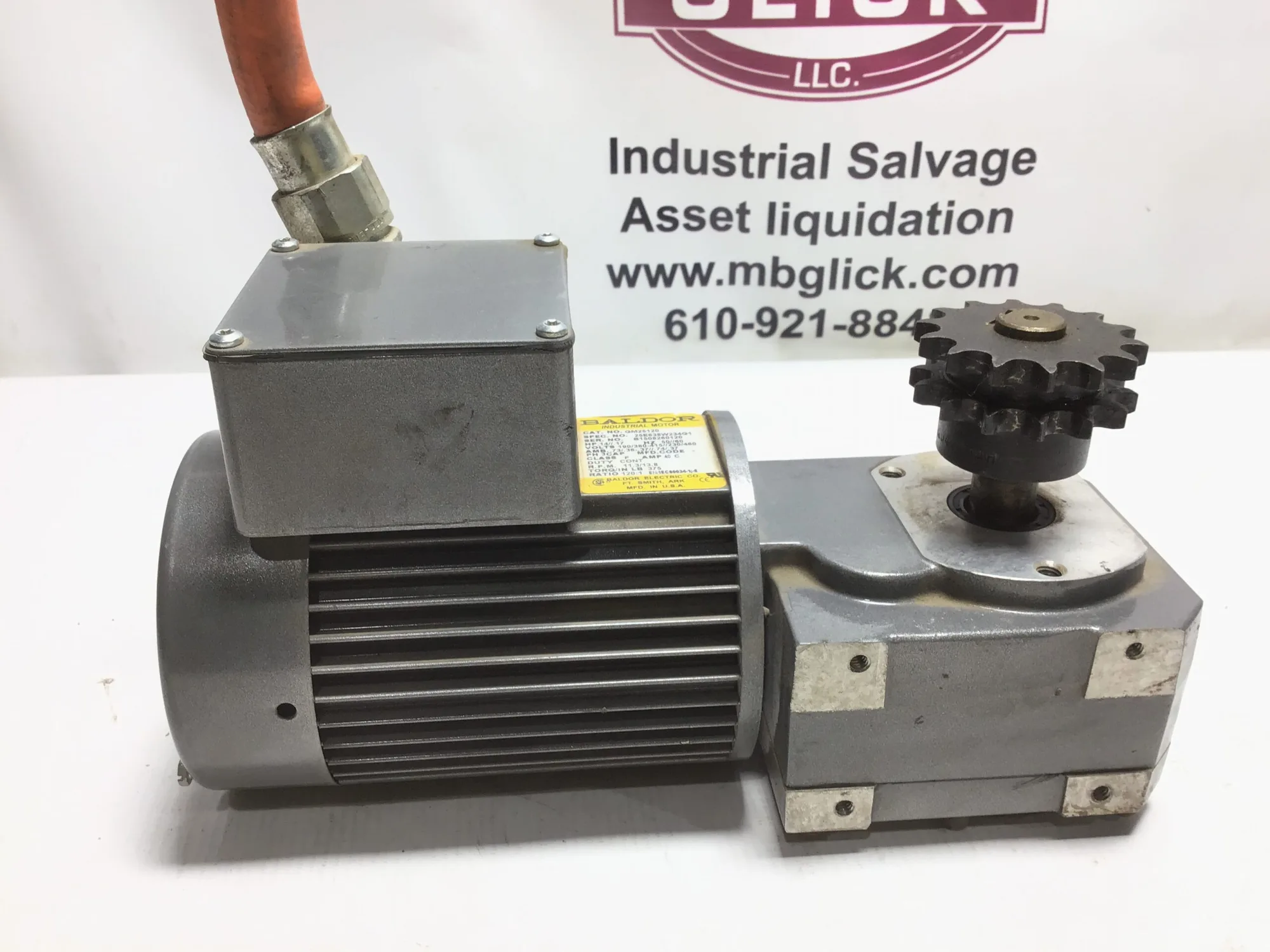 Baldor GM25120 0.14/0.17HP Gearmotor 11.3/13.8RPM 3PH