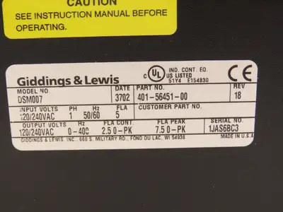 Used GIDDINGS & LEWIS _UNKNOWN_ Servo Drives Indiana US | Arrow Industrial #1566758