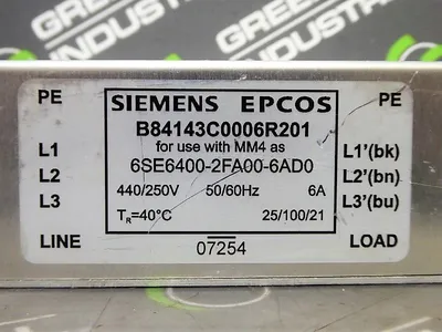 Siemens EPCOS B84143C0006R201 3-Line EMC Filter 6Amps 440-250V Used