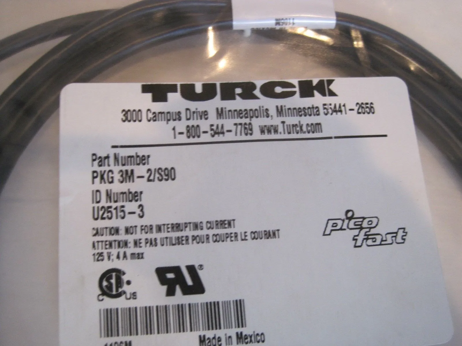 4 NEW TURCK ELEKTRONIK PKG-3M-2/S90 CORDSET PKG3M2S90
