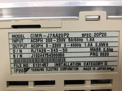 USED YASKAWA CIMR-J7AA20P2