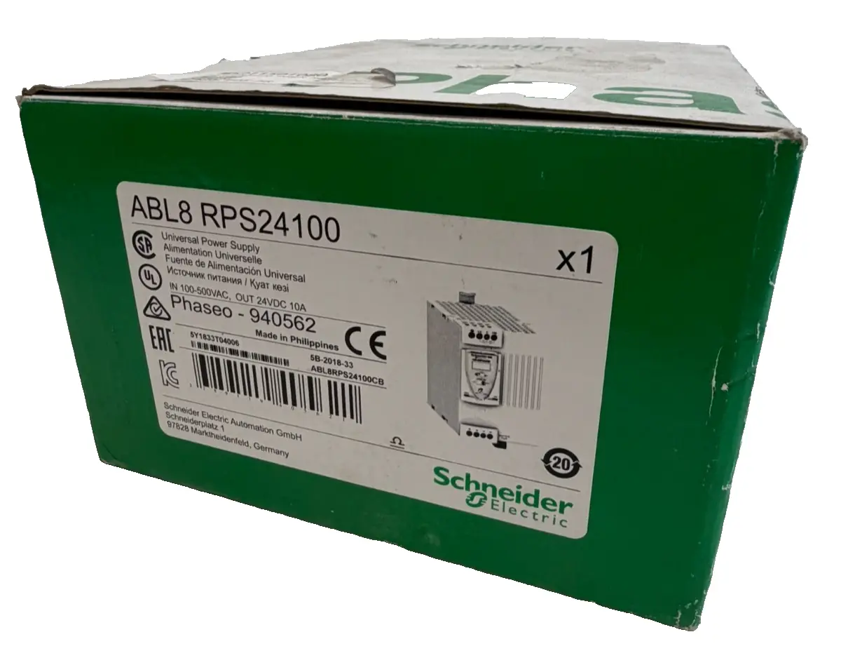 NEW SCHNEIDER ELECTRIC ABL8RPS24100 PHASEO UNIVERSAL POWER SUPPLY 24VDC 10A
