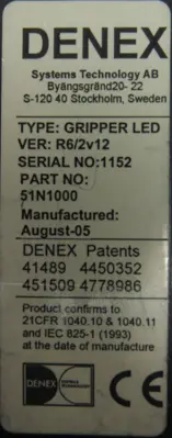 REFURBISHED DENEX 51N1000 GRIPPER LED MODULE