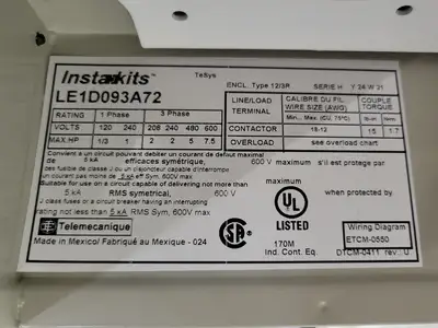 USED SCHNEIDER ELECTRIC LE1D093A72OG70