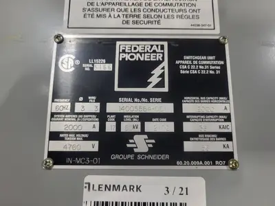 Used FEDERAL PIONEER V5D3233Y000 Switchgears British Columbia CA | Lenmark #835484