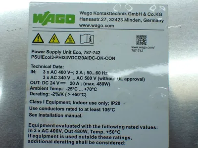 Used WAGO 787742 PLC Power Supplies Ohio US | HGR 24 #1150704