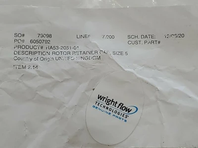 NEW Wright Flow Technologies RA53-2051-01