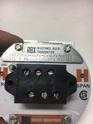 USED MOORE INDUSTRIES RBX/3W40-80/4-20MA/12-42DC