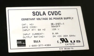 NEW SOLA 28-2127-1 POWER SUPPLY MODULE 120V, 60HZ, 2821271