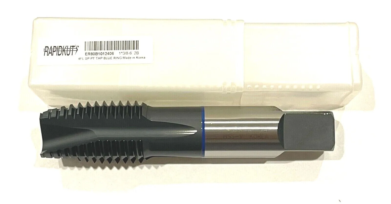 RapidKut 1-3/8"-6 Tap High Performance Spiral Point Plug Tap Blue Ring 4 Flute