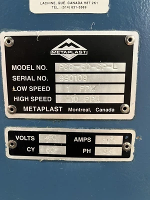 10" x 50" Conair/Metaplast Cleated Puller, Model PC8-50SPL, AC Individually Driven Belts