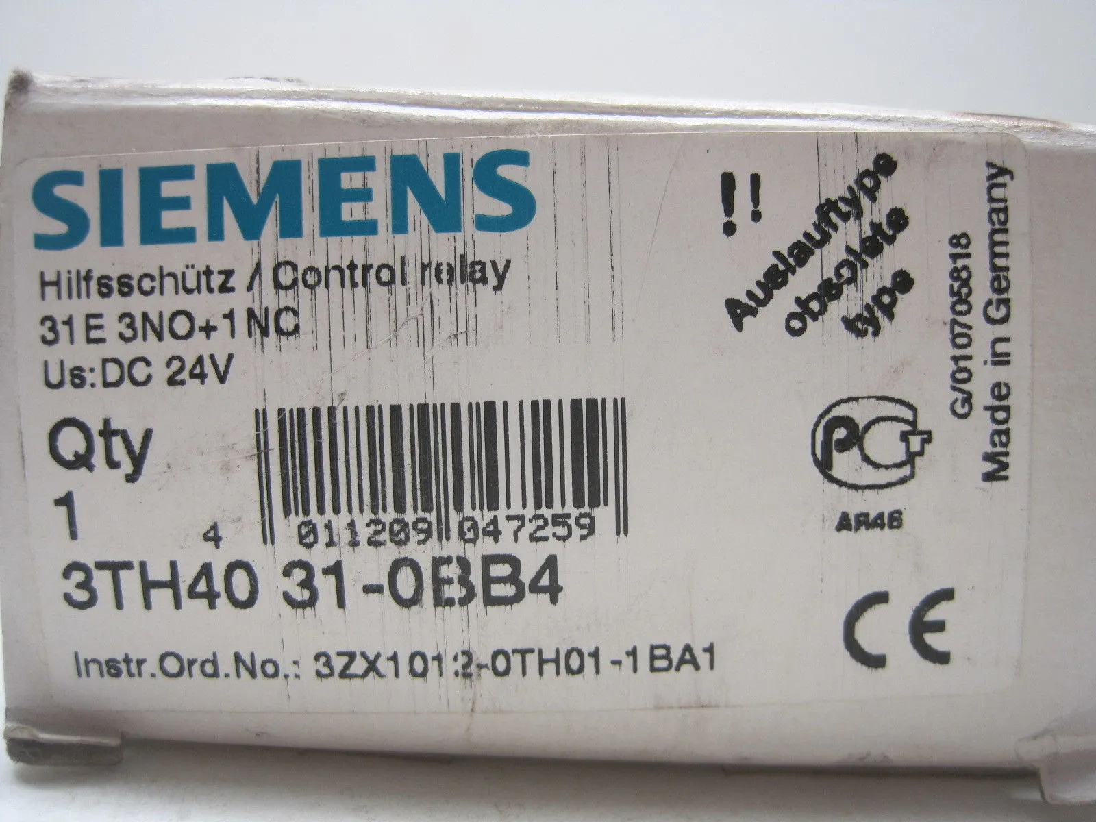 New Siemens 3TH4031-0BB4 Control Relay 3TH40310BB4