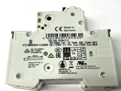USED SIEMENS MINIATURE CIRCUIT BREAKER C40 1-POLE 40A W/ 5ST3010 AUX SWITCH