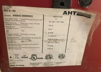 130-0098 AHT RIO S150 Self Contained Freezer Merchandiser Display Case