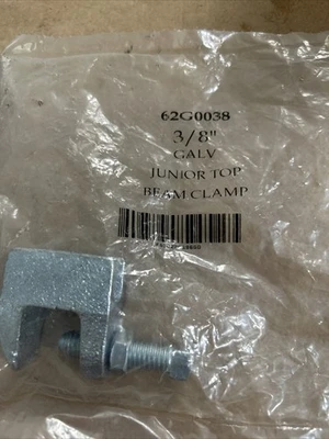 (8) 62G0038  3/8" Electro-Galvanized Beam Clamp + Warranty