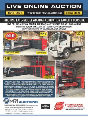 PRISTINE LATE MODEL AMADA FABRICATION FACILITY CLOSURE – By Order Of Span-O-Matic Inc.