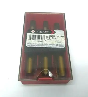 New | in-Stock Cleveland Twist Drill Straight Flute Hand Tap M16x1.5 HSGT 4-Flute D-6 Bottom 3-PACK HSS/Cobalt Taps Michigan US | Maverick Industrial Sales #1402326