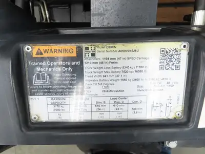 Hyster E80XN Forklift Mast Class IV 2 Stage 4 Lever 144.7" Lift 7000lb
