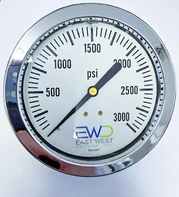 New | in-Stock SPAN 3,000 PSI LIQUID-FILLED 4" PANEL-MOUNT PRESSURE GAUGE Air Compressor Parts Pennsylvania US | East West Machinery & Drilling #1573876