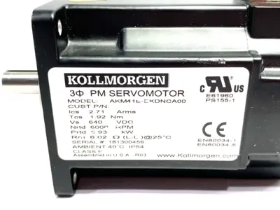 USED KOLLMORGEN 3-PHASE PM SERVOMOTOR 2.71 ARMS, 6000RPM