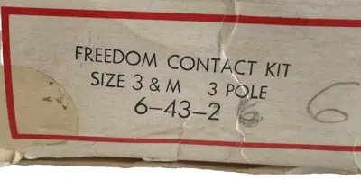 NEW CUTLER HAMMER 6-43-2 REPLACEMENT CONTACT KIT SIZE 3&M 3 POLE 6432
