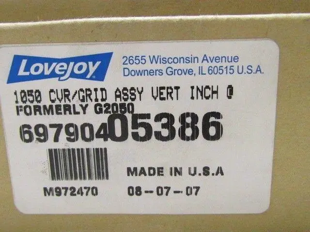 Lovejoy 697904 05386 1050 Cover Grid Assy Vertical Inch Formerly G2050 NIB