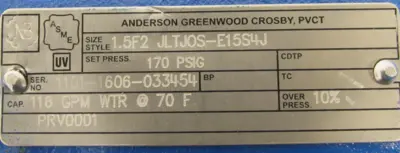 NEW CROSBY 1.5F2 JLTJ0S-E15S4J SAFETY RELIEF 1-1/2"x2" 170 PSI 15F2 JLTJ0SE15S4J