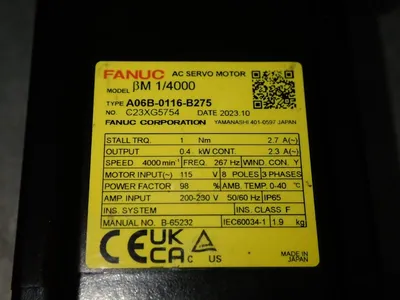 New | in-Stock FANUC A06B0116B275 Servo Motors | HGR 24 #730721