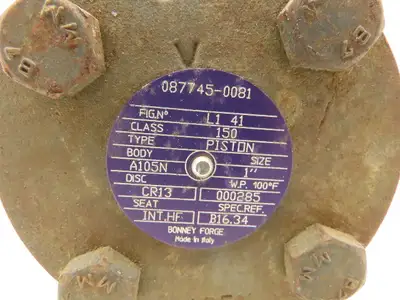 Bonney Forge L1-41 Steel Piston Check Valve 1" Flanged 4-Bolt 150 Lb