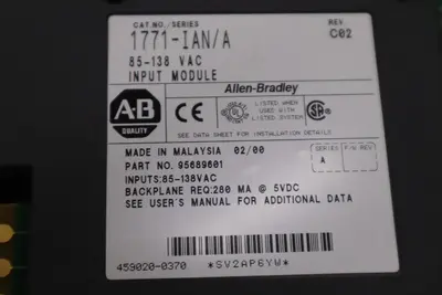 Allen-Bradley 1771-IAN Ser. A  Input Module 32 POINT 85-138 VAC - STOCK GF265