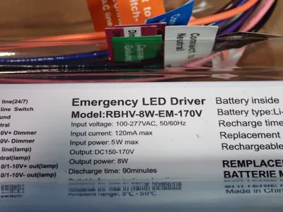 Emergency LED Drivers  - Rbhv-8w-wm-170v